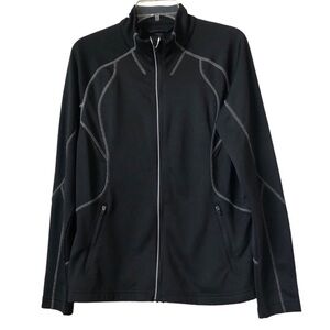 North End Black Athletic Jacket Fleece Reflective Running Audio Port Zipped Med